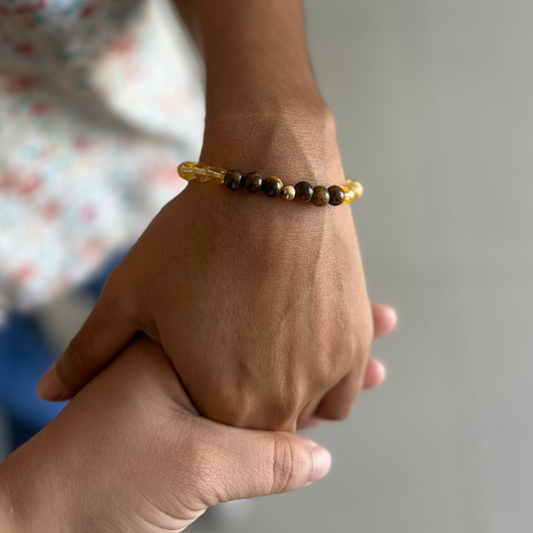 Pulsera citrino y ojo de tigre